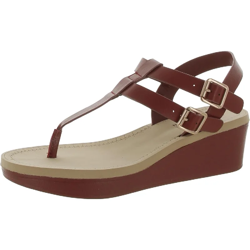Journee Signature Womens Leather Round Toe Wedge Sandals Ivy League - Inspired Derby Look 