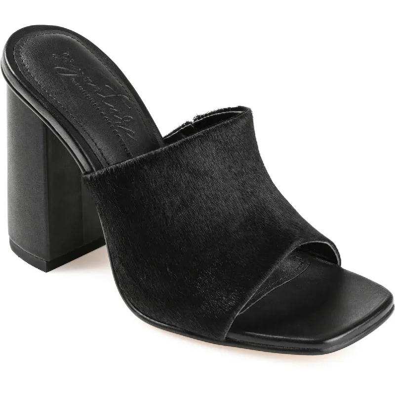 Journee Signature Womens Leather Slip On Block Heel Mod Oxford Design  