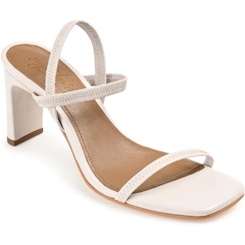 Journee Signature Womens Lenonn Leather Square Toe Heels Edwardian Shoe Look  