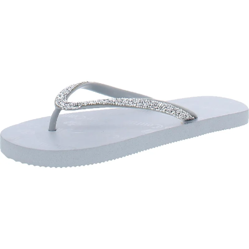 Juicy Couture Womens JC-Shimmery Rhinestone Sandals Flip-Flops Bespoke Shoe Aesthetic 