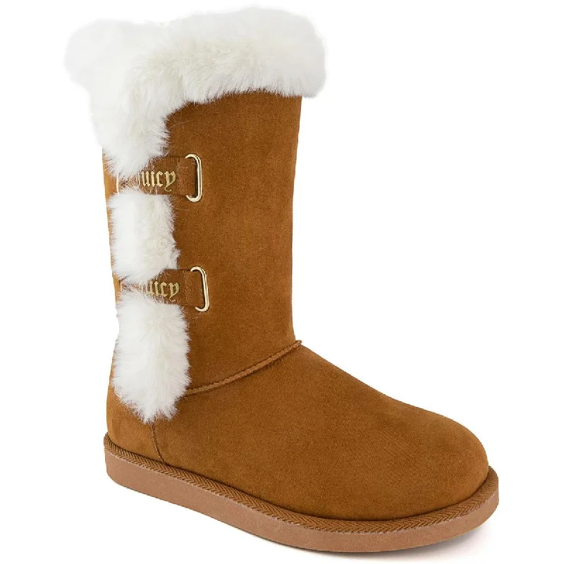 Juicy Couture Womens Koded Faux Suede Slip On Winter & Snow Boots Checkered Shoe Pattern Look  