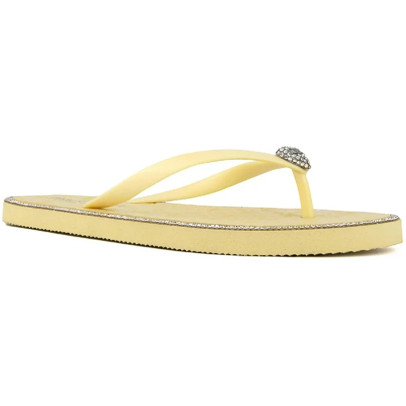 Juicy Couture Womens Skylah Rhinestone Slip-On Flip-Flops Upcycled Shoe Look  