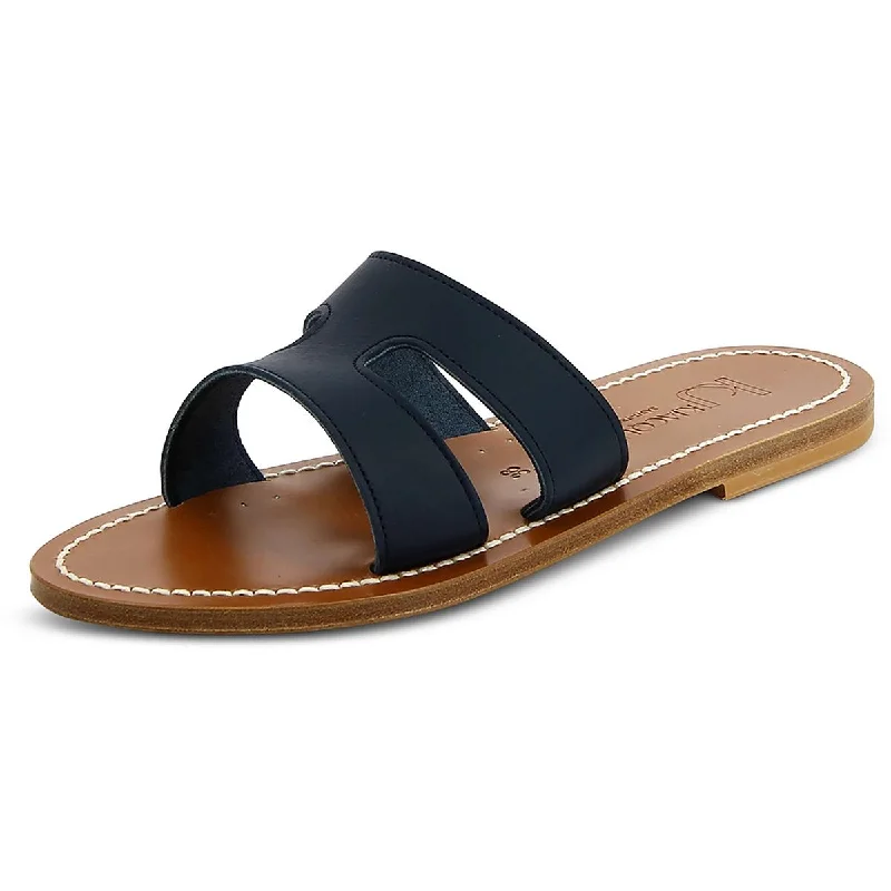K. Jacques Womens Leather Slip-On Slide Sandals Inflatable Shoe Look 