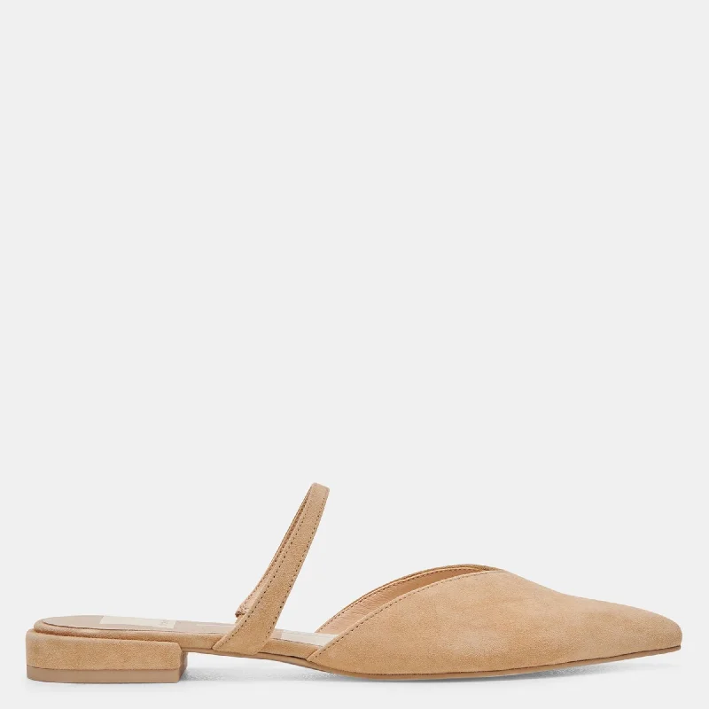 Kanika Wide Flats Tan Suede Patchwork Shoe Aesthetic  