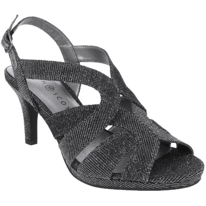 Karen Scott Womens Belindah Metallic Padded Insole Slingback Sandals Zip - Up Boot Style  