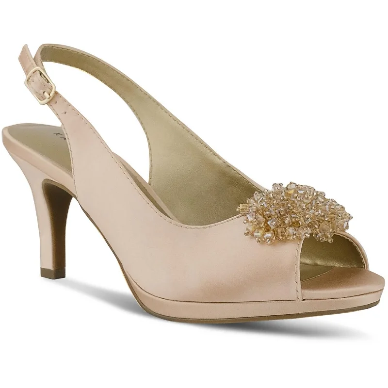 Karen Scott Womens Breena Embellished Open Toe Heel Sandals Casual Loafer Style          