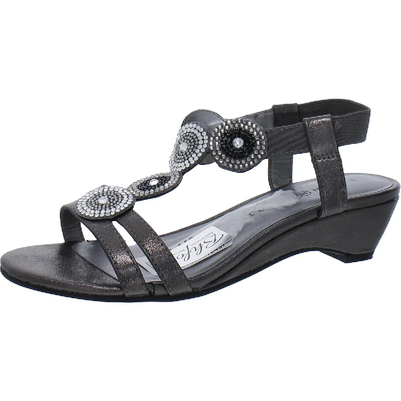 Karen Scott Womens Catrinaa Embellished Open Toe T-Strap Sandals Ivy League Loafer Look 