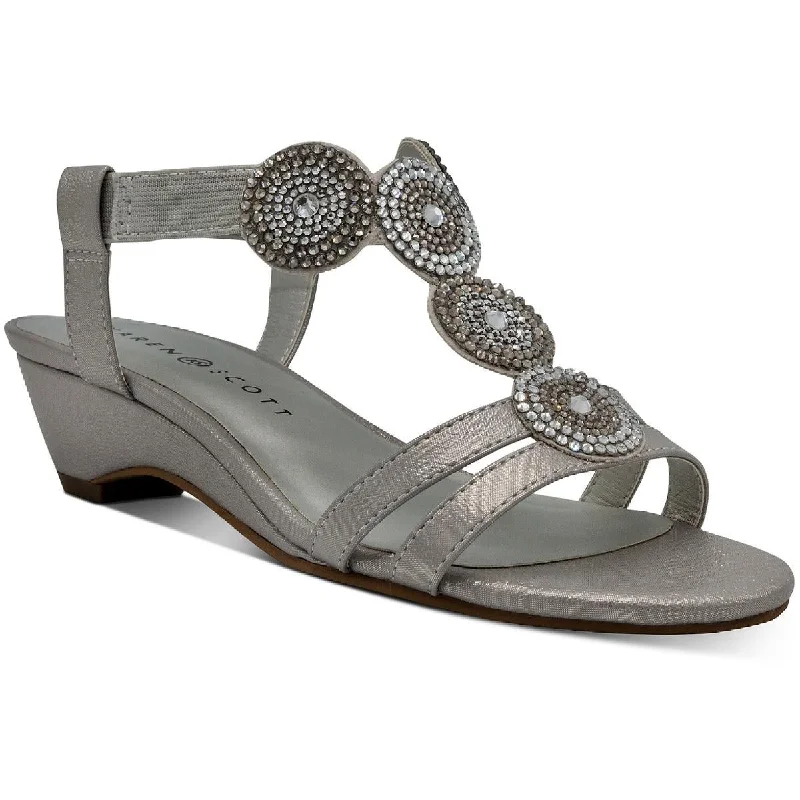 Karen Scott Womens Catrinaa Faux Leather Embellished Evening Sandals Blue Coast Loafer Aesthetic 