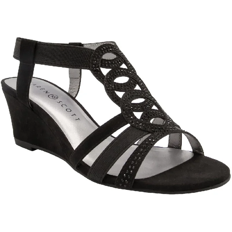 Karen Scott Womens Denice Embellished Slingback Wedge Sandals Wingtip Oxford Design 