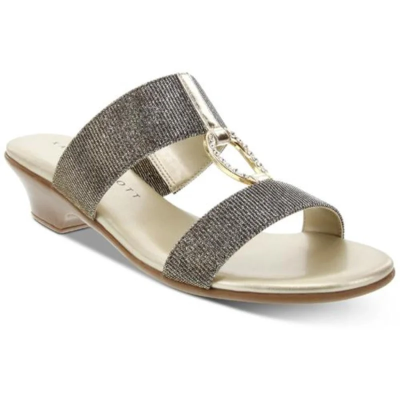 Karen Scott Womens Eanna Embellished Buckle Block Heel Open - Lacing Derby Look  