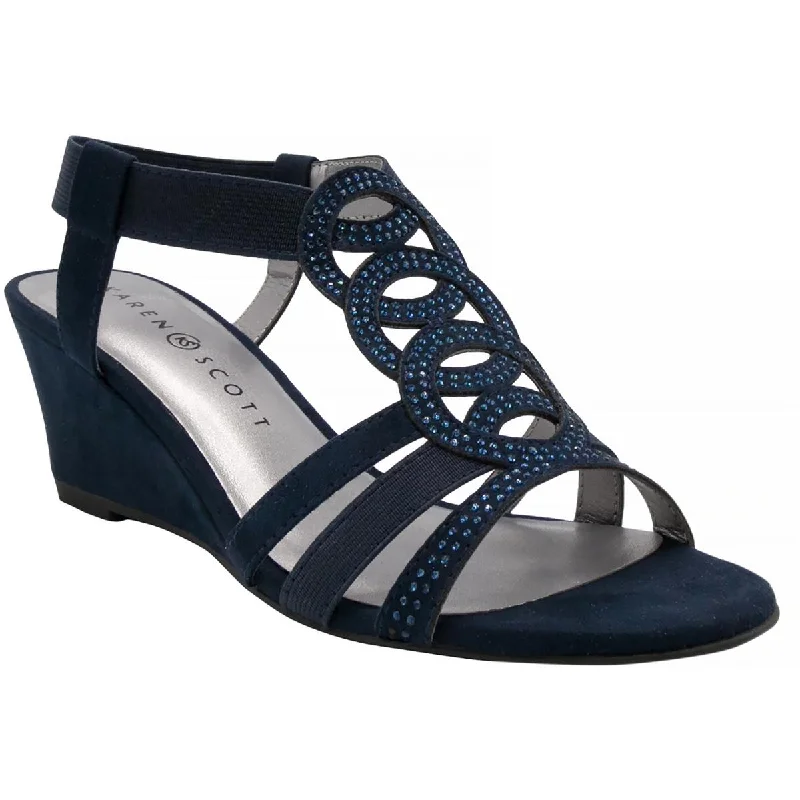 Karen Scott Womens Faux Suede Wedge Sandals Elastic - Sided Chelsea Look  