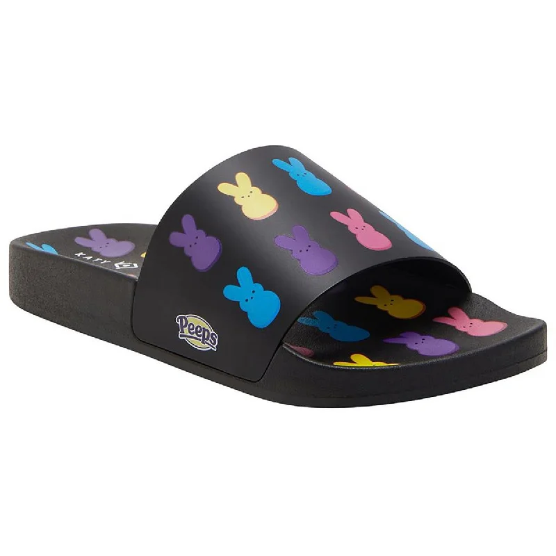 Katy Perry Womens The Peeps Bunny Slide Flat Slip On Slide Sandals Moccasin Soft - Sole Style  