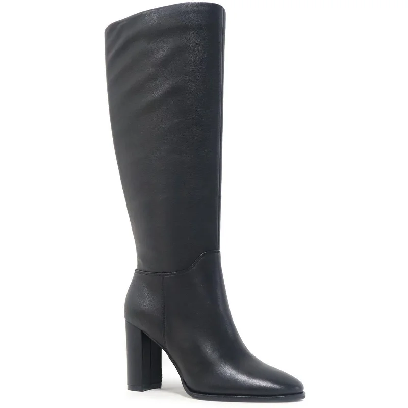 Kenneth Cole New York Womens LOWELL Leather Zipper Knee-High Boots Dressy Chelsea Boot Style 