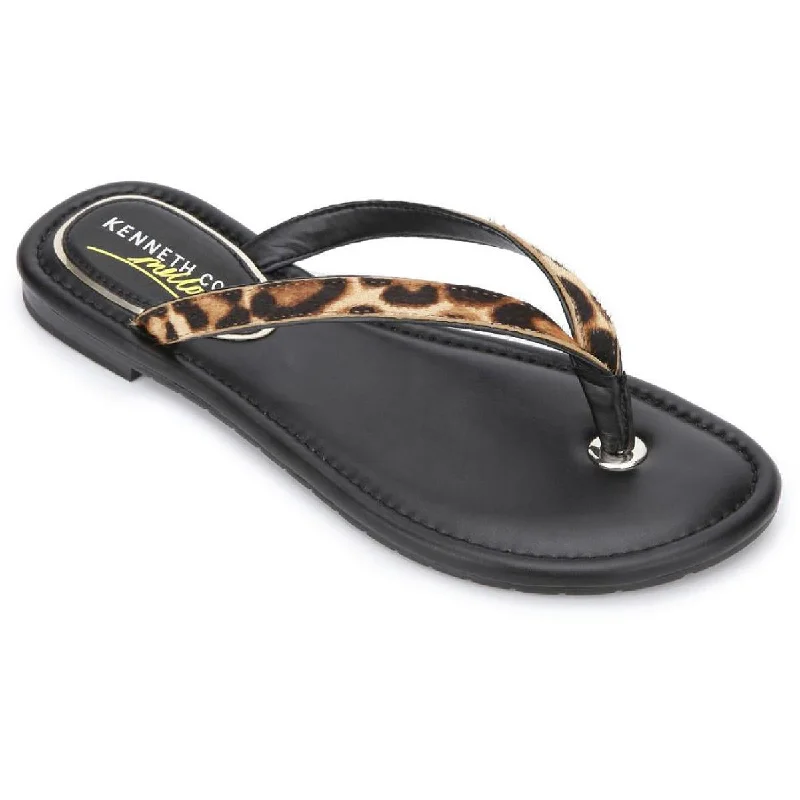 Kenneth Cole New York Womens Mello Flip Flop Leather Flats Thong Sandals Distressed Leather Shoe Style  