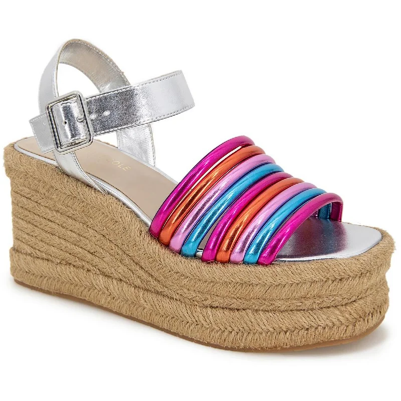 Kenneth Cole New York Womens SHELBY Casual Ankle strap Wedge Sandals Quilted Shoe Design  