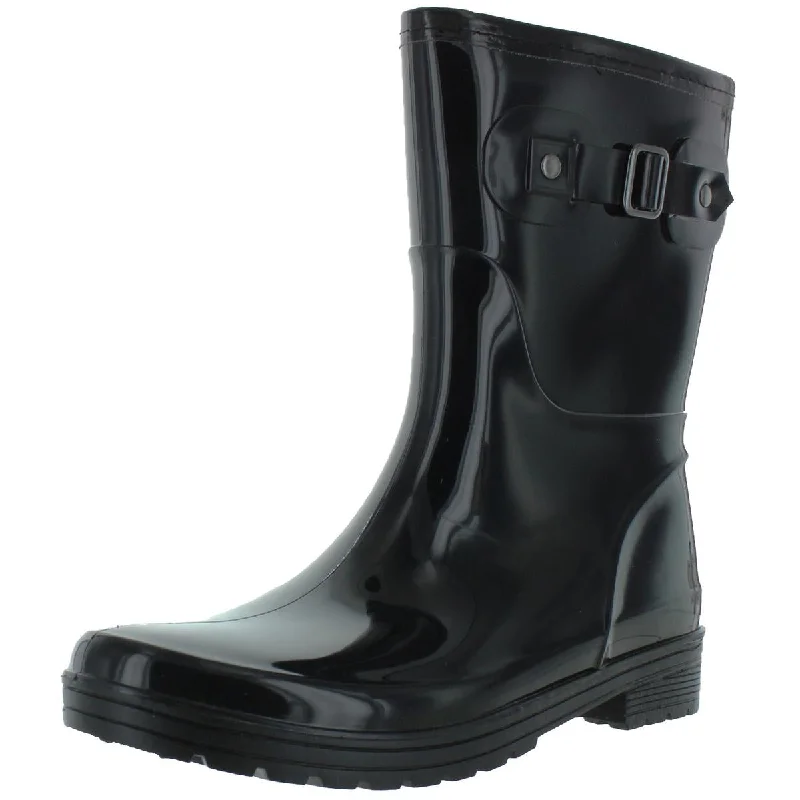 Kenneth Cole Reaction Womens Rain Buckle Mid-Calf  Rain Boots Striped Shoe Style  