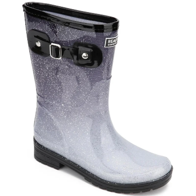 Kenneth Cole Reaction Womens Rain Buckle Ombre Glitter Mid-Calf Rain Boots Moccasin Soft - Sole Style  