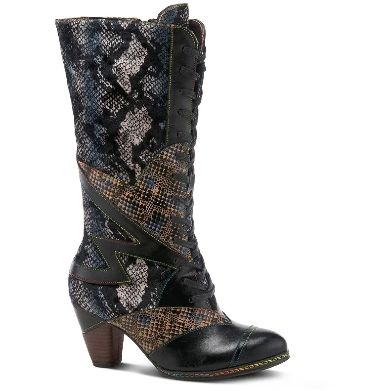 L'Artiste by Spring Step Womens Malagie Ve Leather Toe Cap Zipper Mid-Calf Boots Aesthetic  