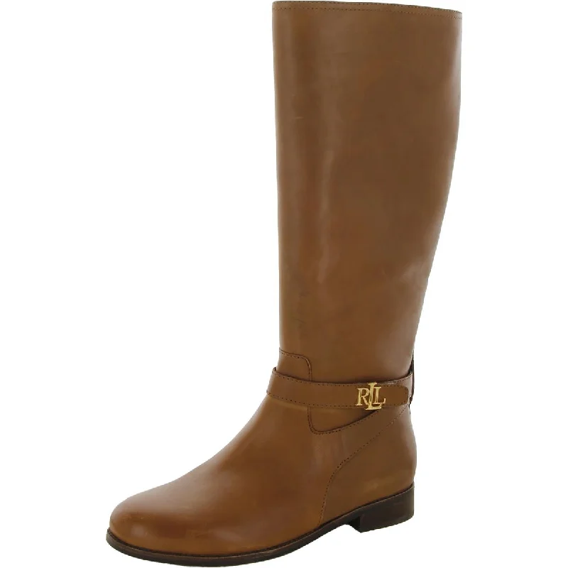 Lauren Ralph Lauren Womens Brittaney Leather Side Zip Mid-Calf Boots Art Deco - Inspired Shoe Look  