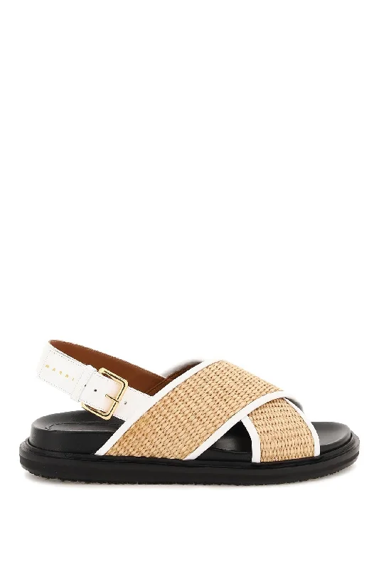 MARNI leather and raffia fussbett sandals Monochromatic Shoe Look  
