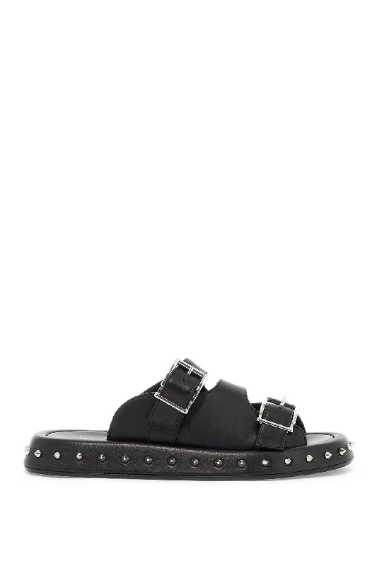 ALEXANDER MCQUEEN leather punk slides for ed Single - Buckle Monk Look  