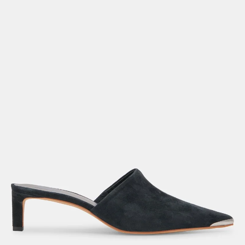 Lexy Heels Onyx Suede Victorian - Era Boot Style  