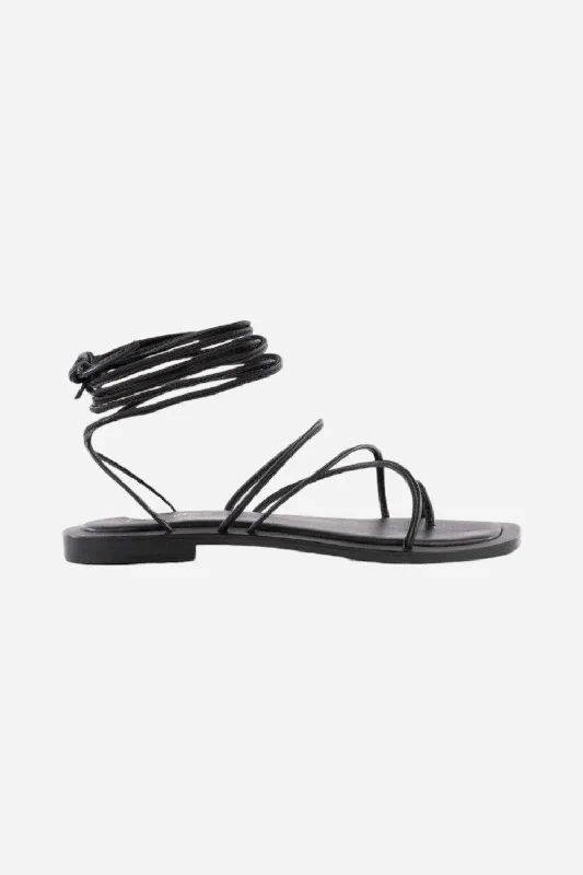 Seychelles Lilac Tie-Up Sandal in Black Leather Artisan - Crafted Loafer Style  