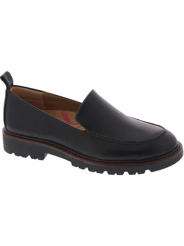 Lindee Womens Leather Slip On Loafers Ivy League Loafer Look 