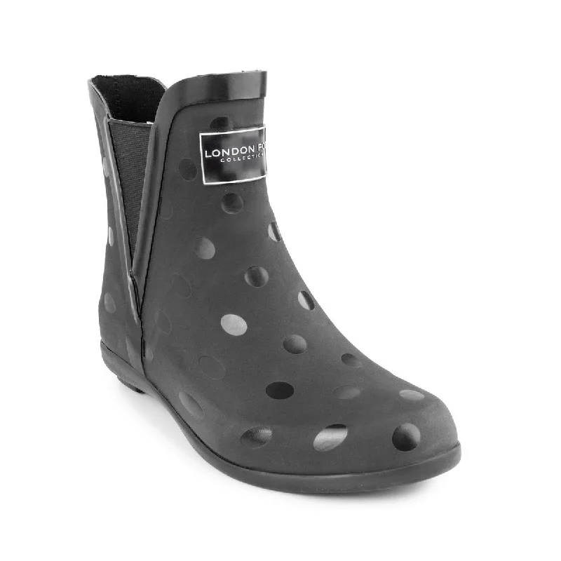 London Fog Womens Piccadilly Waterproof Pull On Rain Boots Minimalist Sneaker Style  