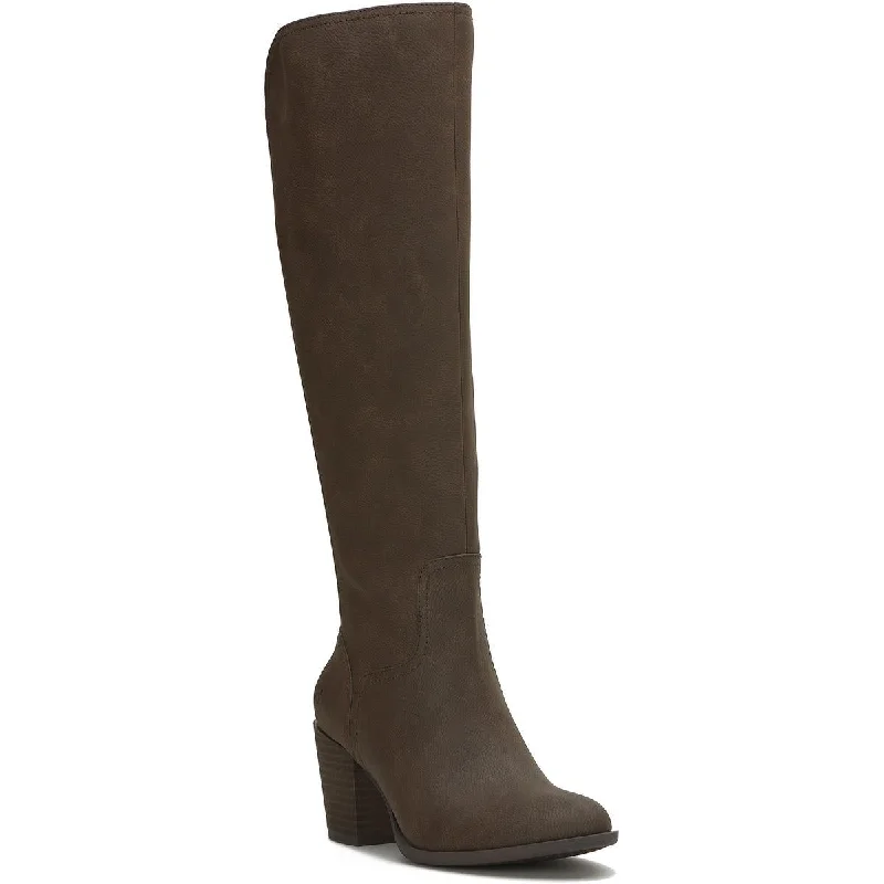 Lucky Brand Womens Balissa Tall Block Heel Knee-High Boots Two - Tone Shoe Design  