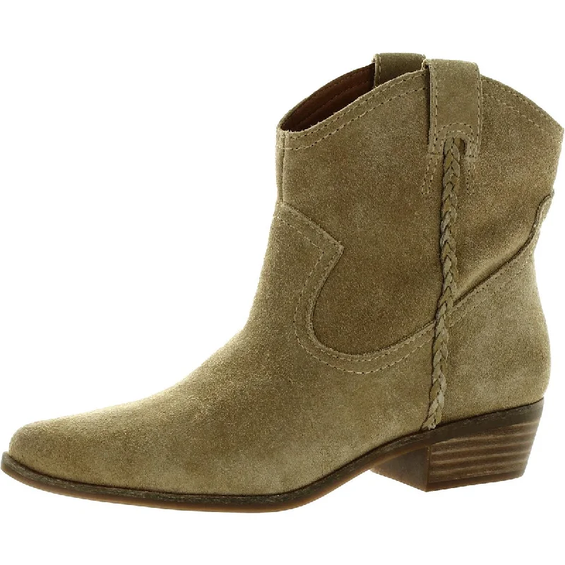 Lucky Brand Womens Hadrya Suede Ankle Cowboy, Western Boots British Gentleman Oxford Style  