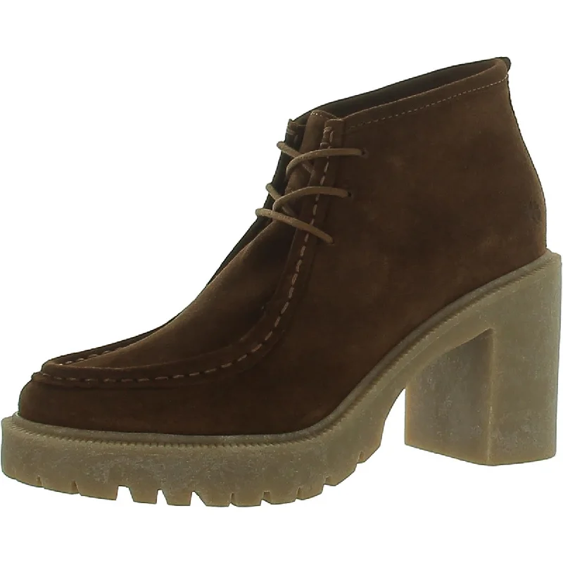 Lucky Brand Womens Hollia Block Heel Faux Suede Mid-Calf Boots British Gentleman Oxford Style  