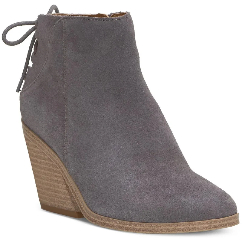Lucky Brand Womens Mikasi Wedge Heel Lace up Ankle Boots Loose - Fit Slipper Style  