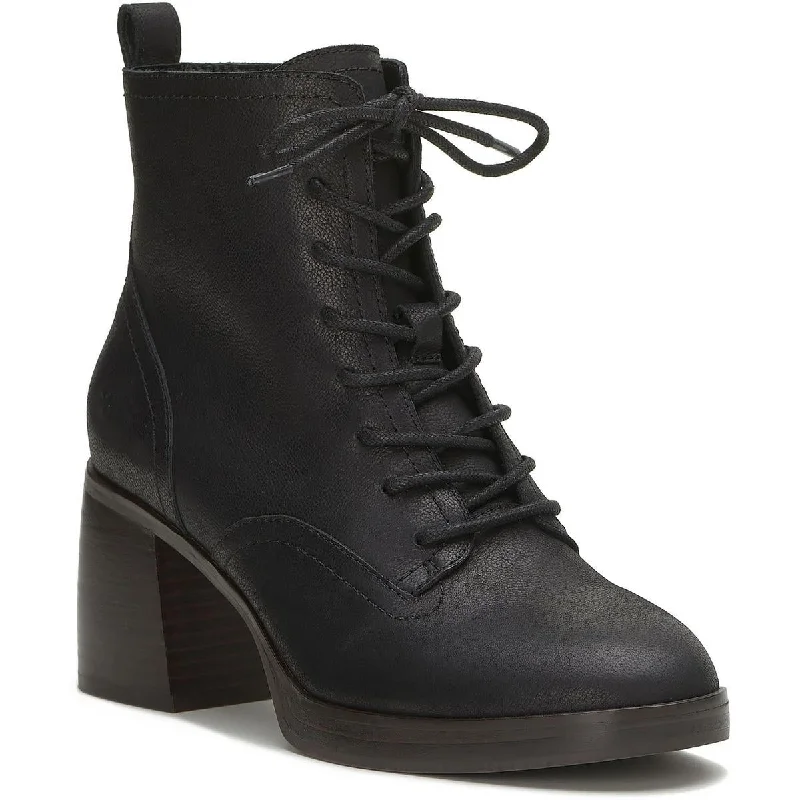 Lucky Brand Womens Qiama Block Heel Lace-Up Mid-Calf Boots Monochromatic Shoe Look  