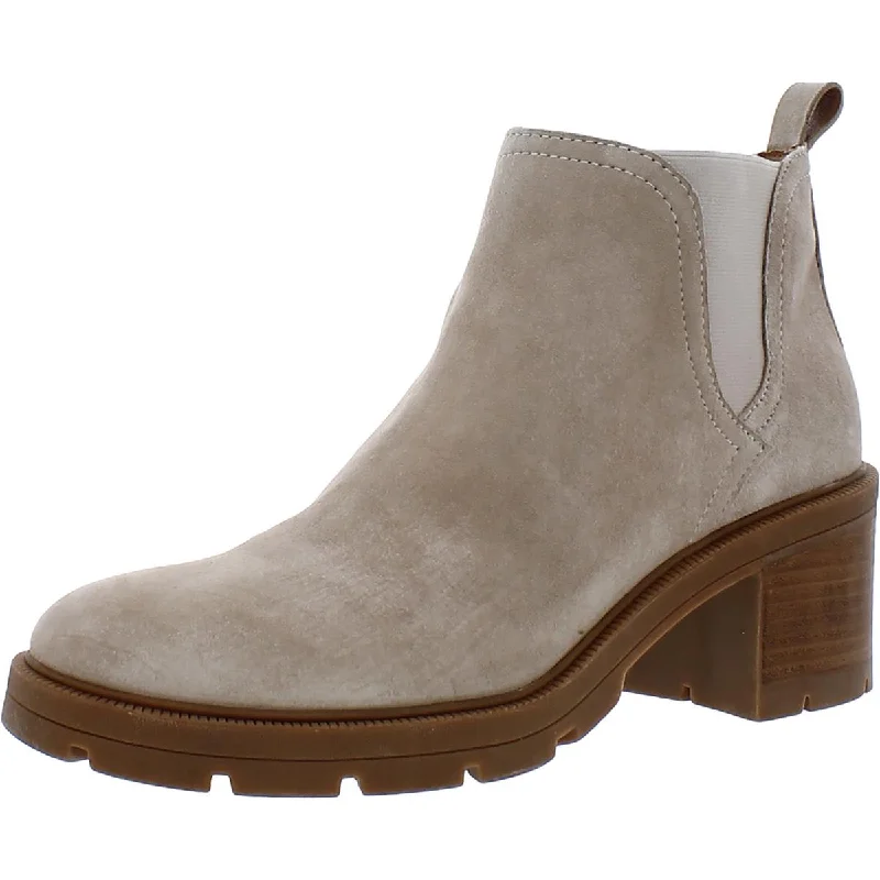 Lucky Brand Womens Sumah  Suede Stacked Heel Booties Ivy League - Inspired Derby Look 