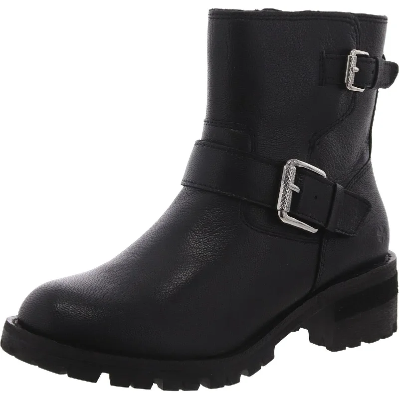 Lucky Brand Womens Taini Leather Block Heel Ankle Boots Chunky Platform Sneaker Style  