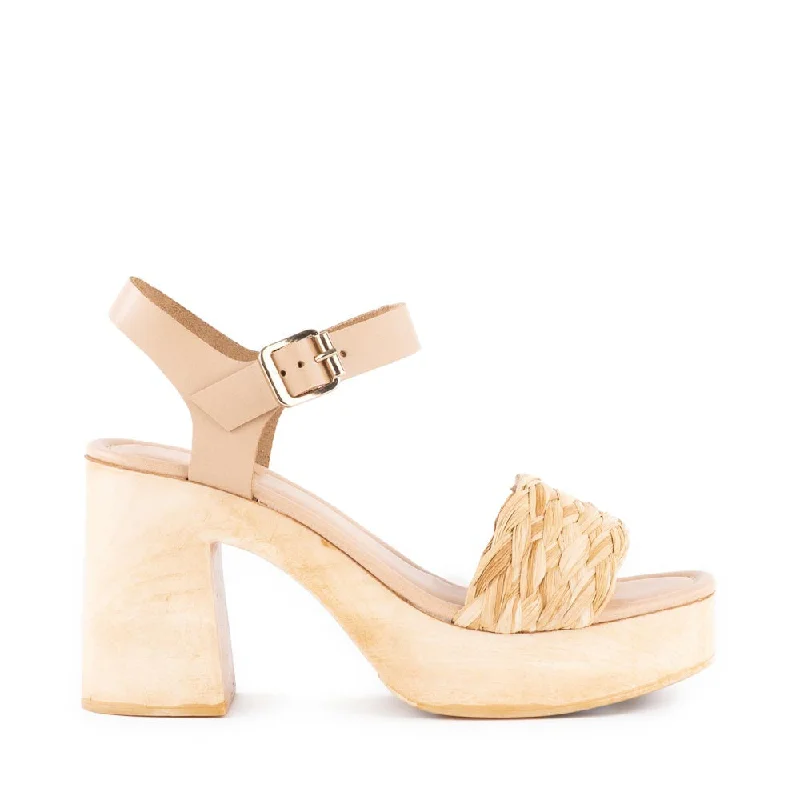 Manila Sandal in Natural Raffia Athleisure Derby Style  