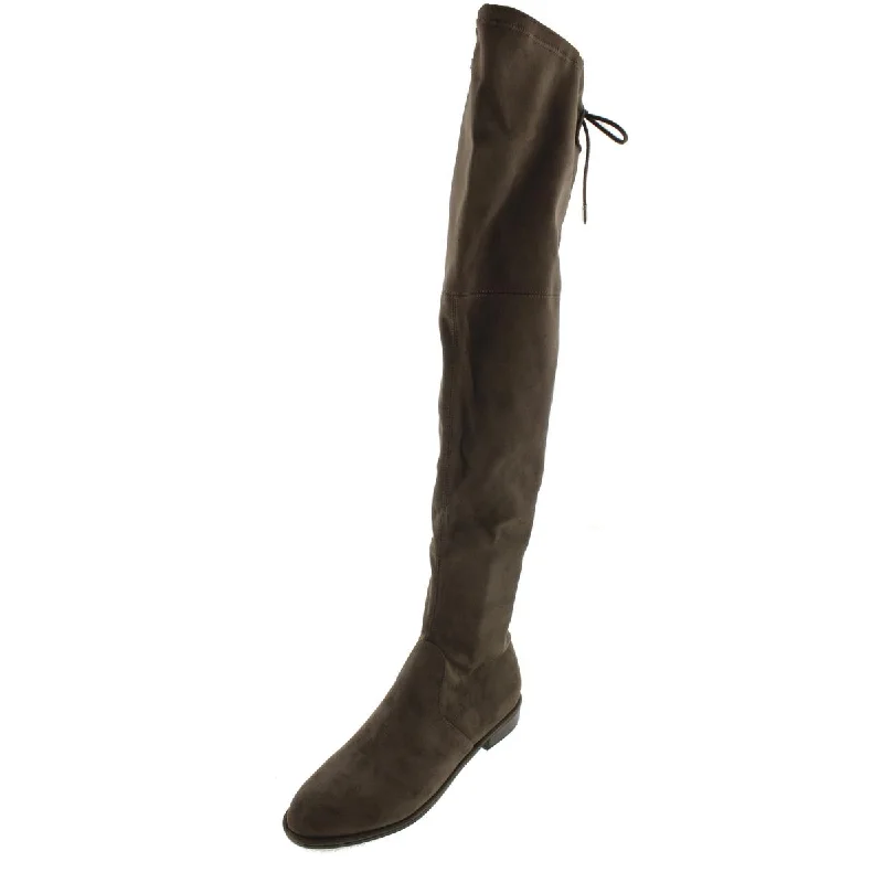 Marc Fisher Women's Humor 2 Velvet Flat Over the Knee Riding Boots Rubber - Sole Plimsoll Look  