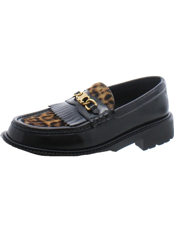 Margaret Womens Leather Slip On Loafers Loose - Fit Slipper Style  