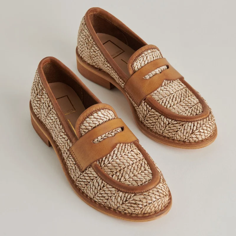 Marina Loafers Brown Multi Raffia Artisan - Crafted Loafer Style  