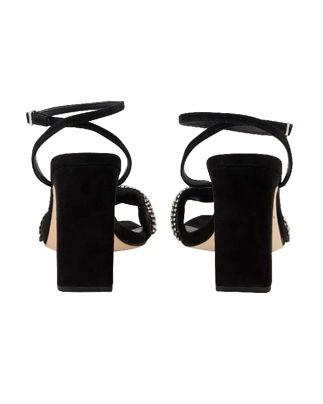 Suede Sandals with Rhinestones Retro Plimsoll Style  