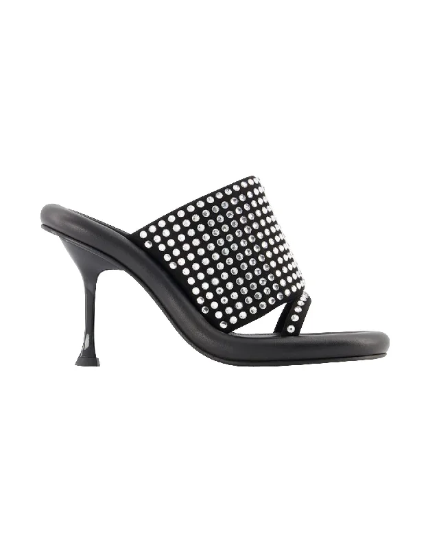 Crystal Mules in Smooth Calfskin Leather Glow - in - the - Dark Shoe Design  