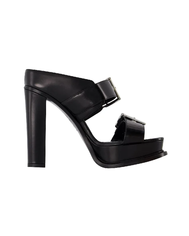 Smooth Lambskin Heeled Sandals with Silver Accents Tailored Oxford Style 