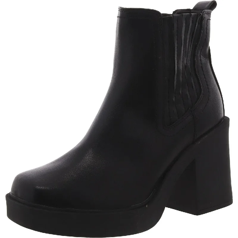 Mia Womens Emire Faux Leather Square Toe Ankle Boots Neon - Accent Sneaker Look  