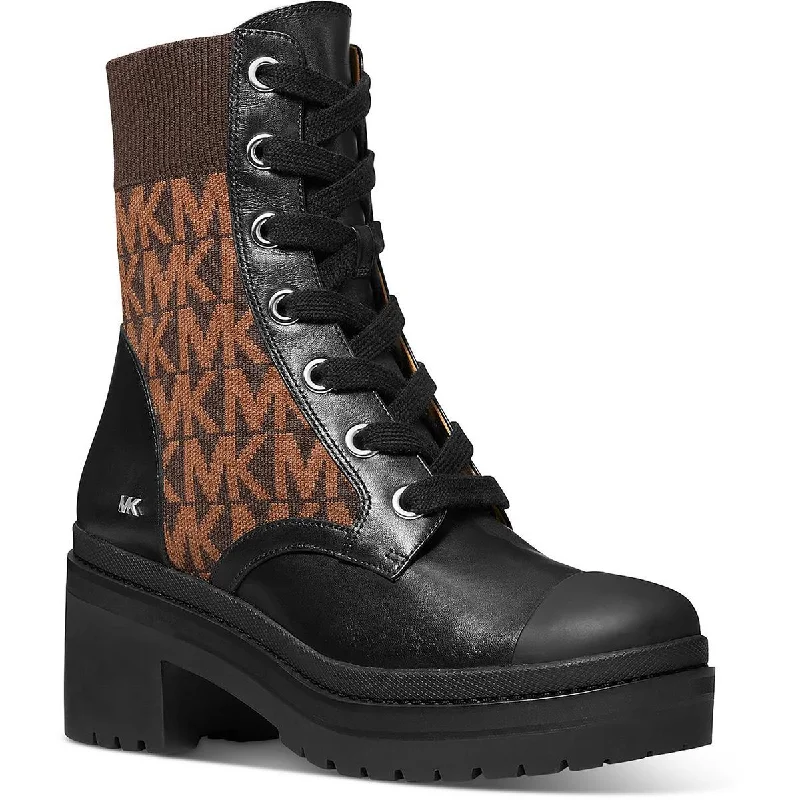 MICHAEL Michael Kors Womens Brea Leather Lace-Up Booties Striped Shoe Style  