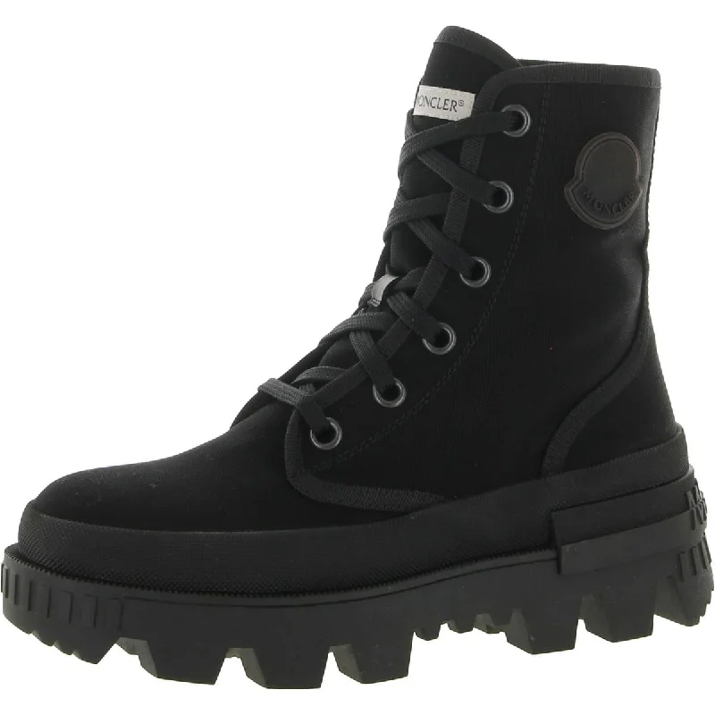 Moncler Womens Pyla Canvas Ankle Combat & Lace-up Boots Mod Oxford Design  
