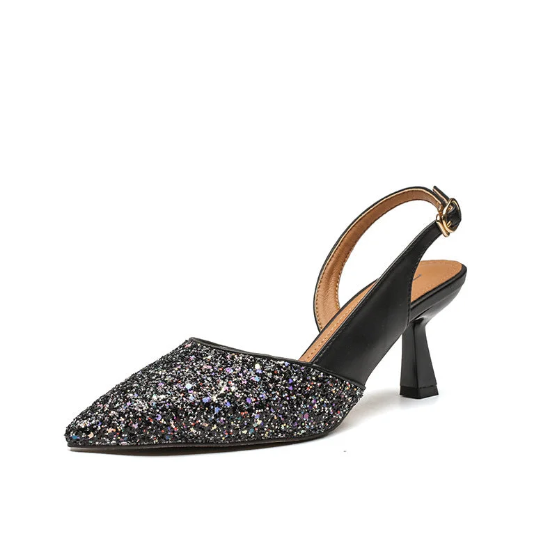 Mujer Glitter Sequins Stilettos High Heels Women Point Toe Banquet Dress Pumps Sandals Shoes Rubber - Sole Plimsoll Look Mujer Glitter Sequins Stilettos High Heels Women Point Toe Banquet Dress Pumps Sandals Shoes Rubber - Sole Plimsoll Look