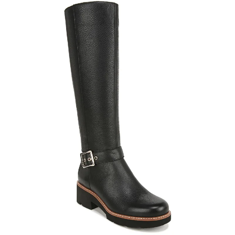 Naturalizer Womens Darry Leather Block Heel Knee-High Boots Combat - Inspired Military Boot Look  