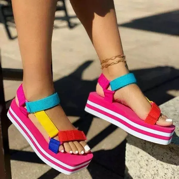 New arrivals 2023 trendy summer women shoes flat slippers color block platform sandals women casual sandals Comfortable Derby Style New arrivals 2023 trendy summer women shoes flat slippers color block platform sandals women casual sandals Comfortable Derby Style
