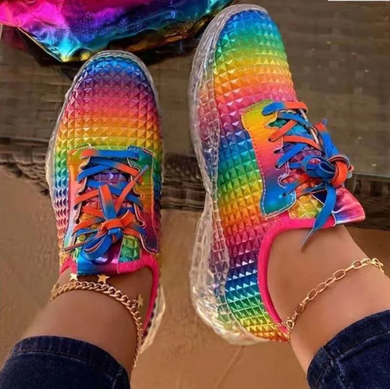 New Fashion Platform Sneakers Womens Causal Shoes Running Sports Shoes Light Weight Large Size Sneakers Quick - Dry Hiking Shoe Style   